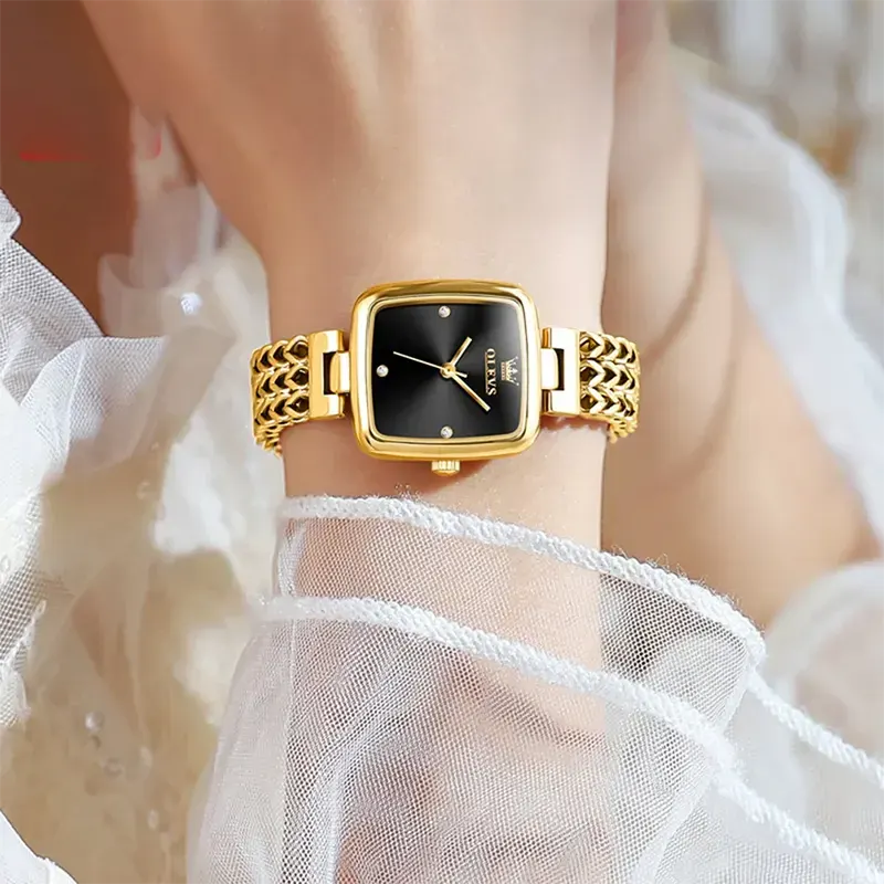 Olevs Quartz Black Dial Fashion Ladies Watch- 9948